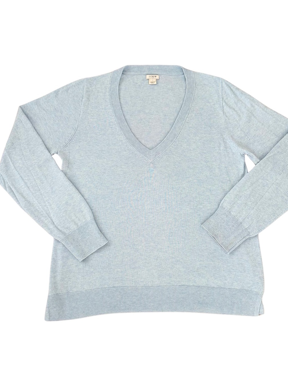 J. Crew Soft Blue V-Neck Sweater 100% Cotton